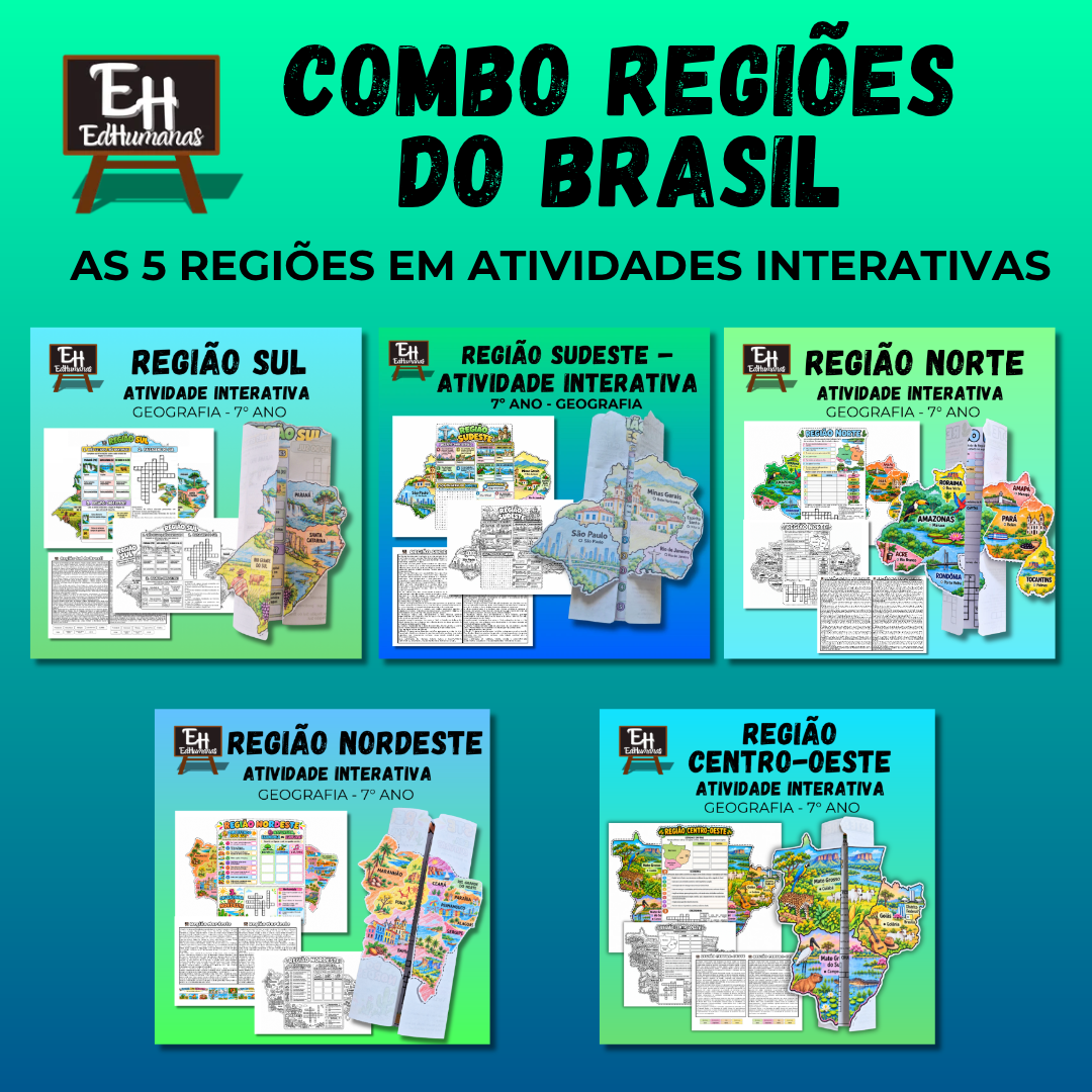 COMBO REGIÕES DO BRASIL – MAPAS INTERATIVOS | GEOGRAFIA – 7º ANO